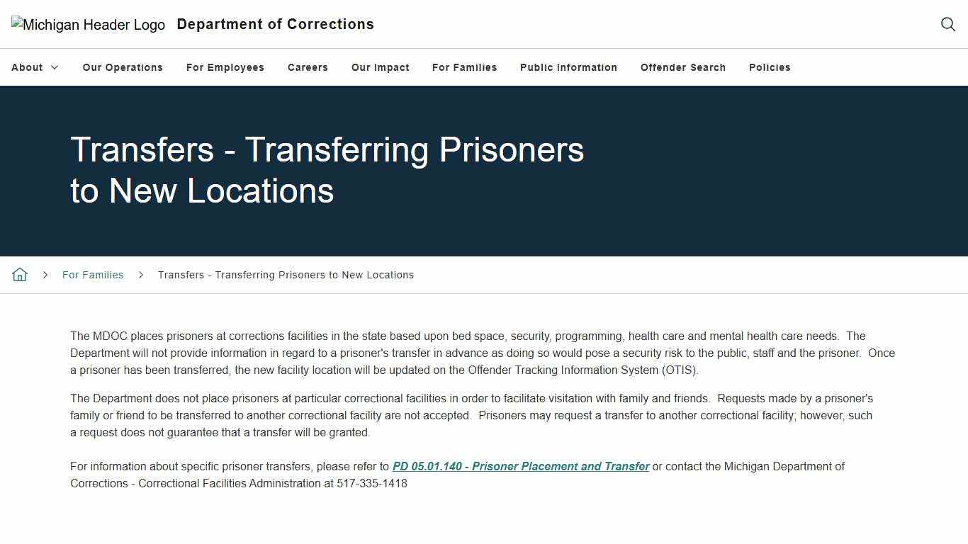 Transfers - Transferring Prisoners to New Locations